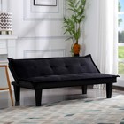 Twin Modern Faux Suede Futon Sofa Bed Black Adjustable Backrest Convertible