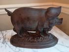 Price Cut  Large Antique Or Vintage Cast Metal Pig  Americana  Door Stop