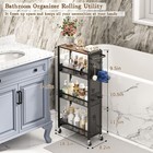 4 Tier Slim Rolling Narrow Metal Wood Kitchen Laundry Organization Storage Cart