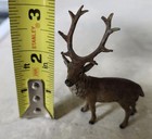 Vintage German Cast Metal Deer Figurine Christmas Decor 1920s Brass  Pewter 