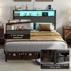 Full Queen King Size Metal Platform Bed Frame With Led Lights Headboard   charging