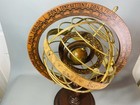 Vtg Ptolemaic Armillary Sphere Zodiac Italian 20th Century Brass Wood Large 22 
