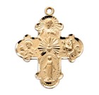 Gold Over Sterling Silver Large Four-way Cross Medal Pendant On 24 Inch Chain