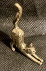 Stretching Cat 1 3 8  Handcrafted Brass Figurine