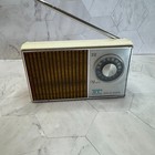 Vtg Aitc Solid State Radio Am Fm Transistor 9 Volt Portable Leather Case Works