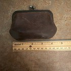 Vintage 80s Coach Kisslock Tan Brown Leather Change Purse  7155-aged Patina Rare