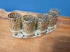 Vintage Gold Filigree Lipstick Holder     5-slot Mid-century Vanity Organizer