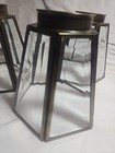 3 Brass Beveled Glass Light Fixture Ceiling Fan Lamp Shades Hexagon Some Wear 