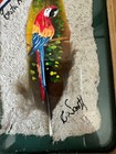 Vintage Parrot Painting On Feather Costa Rica Artist Signed Framed