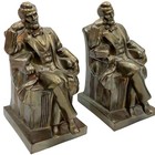 Set 2 Vintage Spelter Bronze Book Ends Seated Thinking President Abraham Lincoln
