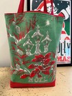  359 Noel Christmas Lamppost Snow Poinsettias Vintage Linen Towel Tote Bag Gift