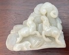 Fine Old Antique Imperial Chinese Carved Jade Carving Three Rams Clouds Bats