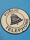 Vintage Bell System Public Telephone 9  Porcelain Round Sign      nice   