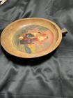 Xxl  Vintage Hand Carved hand Painted Nude Deep Wooden Handle Footed Dough Bowl