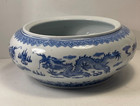 Vintage Chinese Dragon Blue   White Porcelain Planter 8 In 