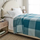 Full queen Spring Matelasse Blanket Blue Oversized Gingham - Threshold