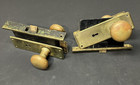 2 Vintage Brass Door Knobs W  2-1 4 X 7-1 8  Faceplate Skeleton Key Hole No Keys