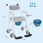 Shower Chair With Wheels  Bedside Commode Wheelchair For Seniors  Gray