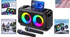 Ultimate Karaoke Machine - Bluetooth Speaker With 2 Wireless Mics   Disco Lights