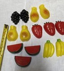 Vintage Refrigerator Magnets Lot Of 14 Fruits 1970   s Era Strawberries Bananas