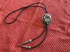Native American Western Sterling Silver Bolo Tie Leather Cord  Turquoise   Coral