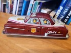 Very Nice Vintage 1950s  Tin Litho Friction  Police Car