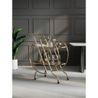 Gold Rolling Bar Cart 2 Tier Mirrored Shelves Round Wine Serving Cart