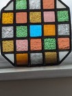 Pair Of  Vintage Hexagonal Compact Stained Glass Window Panel