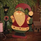 Vintage 1989 Hand Painted Wooden Santa Claus 15    Folk Art Christmas Signed Mh