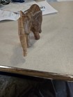 Vintage 1950s Large Solid Wood African Elephant Statue Hand Carved Figurine