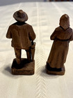 Reduced  Vintage German Black Forest Carved Wood Folk Art Figurine Man   Woman 