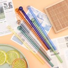 19cm Long Round Head Glass Straw Eco Friendly Reusable Drinking Straws For Bar