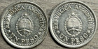 1810-1960 Un Peso Republic Of Argentina Two Coins In Circulated Condition