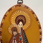 Madonna And Child Wood Wall Hanging Plaque Hand Painted Folk Art Vintage Signed 
