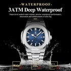 Poedagar Square Men Waterproof Luminous Date Stainless Steel Quartz Watch