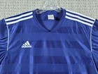 Adidas Climalite Adult Soccer Jersey Royal Blue Shortsleeve Athletic 3 Stripe