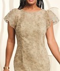 Size 18w Plus Ashro Beige Formal Wedding Church Party Lamesha Flounce Maxi Dress