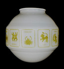 Nos Vtg 60s Mid Century Glass Light Fixture Shade Zodiac Signs Astrology 6  W