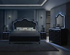 New Queen King 4pc Black Velvet Bedroom Set Modern Glam Furniture Bed d m n