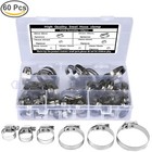 60pcs Adjustable Hose Clamps Worm Gear Stainless Steel Clamp Assortment 7 Sizes