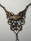 Vtg Rare Ladies Harley Davidson Onyx Beaded Station Necklace 20    Drop Pendant