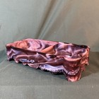 Rare Vtg Imperial Glass Floral Purple Slag Divided Dresser Box Without Lid  