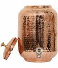 100  Pure Copper Dispenser Handmade Water Pitcher Pot 4l With 2 Serving Glass