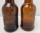      2 Vintage Grolsch Beer Ez Cap Brown Glass Bottle Wheat Floral     