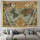 Vintage World Map Tapestry  Antique Old Nautical Map Of The World Wall Art  H   