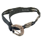 Vtg New York Studio Belt Womens Small Leather Western Beaded Strap Silver Buckle