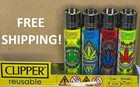 New Clipper Lighters 4 Pack Refillable Leaf Design Full Size Refillable W pokers