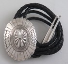 High Quality Sterling Silver Domed Sunburst Southwestern Concho Bolo Tie