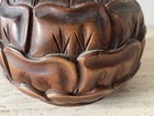 Vintage Ironwood Hand Carved Bowl Floral Ethnic Boho Wooden Brown Trinket Dish 