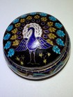 Vintage Sterling Silver Champlev   And Guilloche Enamel Peacock Trinket Box 